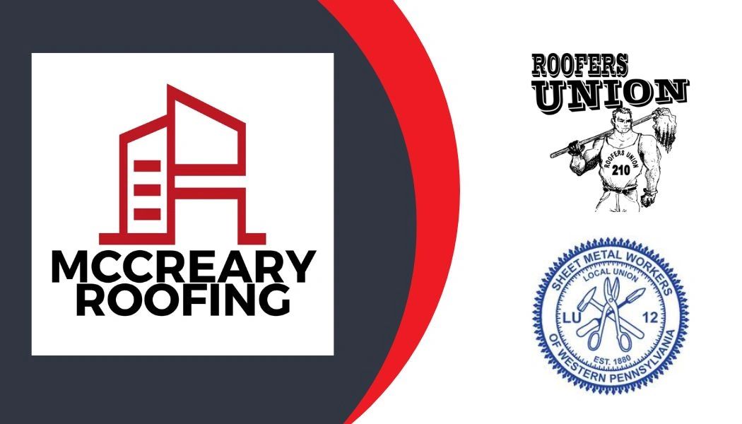 McCreary Roofing logo and union badges